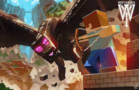 Steve Vs Ender Dragon Minecraft 11 X 17 Digital Print Minecraft Wallpaper Minecraft Posters Minecraft Art