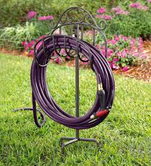 18'' h x 17'' w x 17'' d. Wrought Iron Hose Holder With Ground Stake Gunmetal Plowhearth