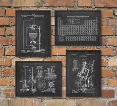 Science Patent Prints Set Of 4 Chemistry Wall Art Periodic Table Microscope Laboratory Equipment Poster Set Of 4 Science Decor Science Room Science Bedroom