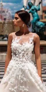 Our Exquisite Wild Flower Wedding Dress Is A Mesh Top With Floral Applique And Built In Cups And Wedding Dresses Wedding Dresses 2018 Ball Gown Wedding Dress