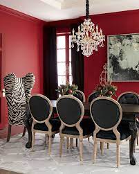 Peninsula Home Collection Tuscan Dining Table Kayla Wingback Chair Black Linen Chairs Red Dining Room Elegant Dining Room Dining Room Design