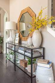 Simple Spring Home Decor Faux Flower Arranging Ideas Kelley Nan Console Table Living Room Console Table Decorating Spring Home Decor