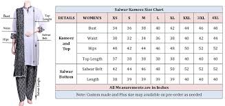 Salwar Kameezs Size Chart International Fashion Vogue