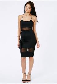 Missguided Shilin Black Mesh Panel Strappy Midi Dress Cheap Bodycon Dress Strappy Midi Dress Women Dress Online