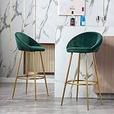 Amazon Com Chairus Tufted Kitchen Bar Height Stools Chairs Upholstered Velvet Dining High Barstools With Back Bar Stools Kitchen High Chairs Green Bar Stools
