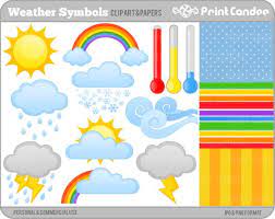 These and other pictures are absolutely free, so you can use them for any purpose, such as education or entertainment. Weather Symbols Digital Clip Art Personal And Commercial Use Weather Forecast Weatherman Clouds Sun Rainbow Th Weather Symbols Clip Art Digital Clip Art