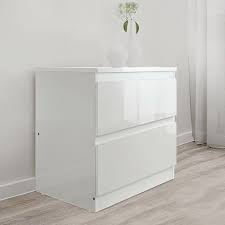 I'm looking to make some custom sized cabinet doors using ikea doors. Chest Drawer Of 2 Nightstand Side Table Cabinet High Gloss Malm Ikea Inspired Nordic Design Shopee Philippines