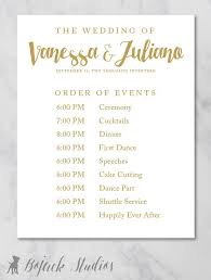 Wedding Schedule Poster Wedding Order Of Events Timeline Order Of Wedding Ceremony Wedding Order Of Events Wedding Order