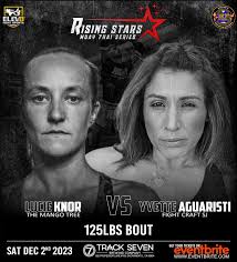 Just added! Lucie Knor of @themangotree_kaimuki makes the trip all the way  from Hawaii to fight Yvette Aguaristi from @fightcraftsj in a 125lbs bout!  This card will end 2023 with a bang!