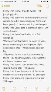 The Good Place Season 1 Workout Tv Workouts Tv Show Workouts Netflix Workout