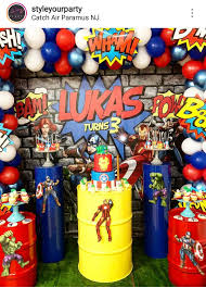 Avengers Theme Birthday Party Dessert Table And Decor Avengers Birthday Party Decorations Avengers Theme Birthday Marvel Birthday Party Decorations