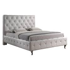 Light finish with pearl effect over replicated cedar grain with authentic touch. Baxton Studio Stella Transitional White Faux Leather Upholstered King Size Bed 28862 4287 Hd The Home Depot