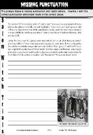Grade 6 Halloween Missing Punctuation Salem Witch Trials Worksheet Activity Homeschoolfreebies Homesch Salem Witch Trials Halloween Worksheets Salem Witch