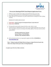Items deposited are subject to subsequent verification and scrutiny for any discrepancies which will be notified to the accountholder. Process For Banking Ktdfc Fixed Deposit Application Form Ifin Ltd