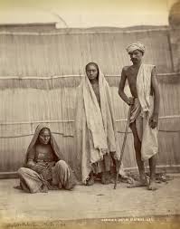 Two women and a Man of the Sansi Tribe - Delhi District 1863 - Old Indian Photos
