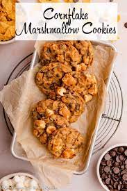 Cornflake Marshmallow Cookies Recipe In 2021 Marshmallow Cookies Sweet Treats Recipes Recipes