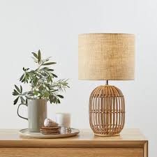 54cm natural havana rattan table lamp bedside table decor boho table lamp rattan lamp