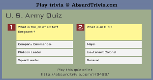Built by trivia lovers for trivia lovers, this free online trivia game will test your ability to separate fact from fiction. U S Army Quiz