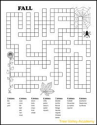 Each puzzle appears on a separate page and the solutions are included at the back of the book. Free Printable Autumn Fall Word Fill In Puzzles Tree Valley Academy