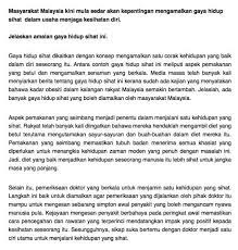 Menurut spesialis pengobatan gaya hidup dari cleveland clinic, mladen golubic, gaya hidup sehat adalah kunci penting untuk menghindari atau menyembuhkan diri dari penyakit kronis. Bahasa Melayu Pt3 Contoh Karangan Gaya Hidup Sihat Pt3