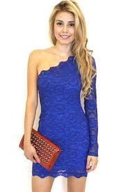 Blue Lace One Shoulder Long Sleeve Bodycon Dress Lace Blue Dress Long Sleeve Bodycon Dress Cobalt Blue Lace Dress