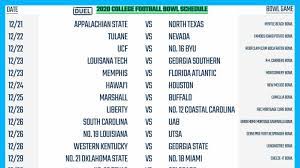 You may have to pick the winner of each game, or the team that covers a specified point spread. Printable 2020 College Football Bowl Schedule