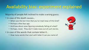 Availability bias is the tendency to place more importance on information we can easily remember. Availability Bias Youtube