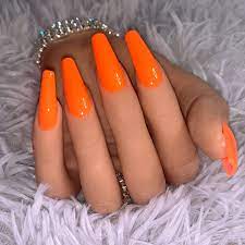 Sun Street In 2021 Orange Acrylic Nails Colored Acrylic Nails Bright Acrylic Nails