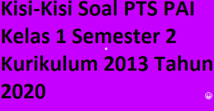 Sebentar lagi kita akan menghadapi penilaian tengah semester 1 atau pts. Kisi Kisi Soal Pts Pai Kelas 1 Semester 2 Kurikulum 2013 Tahun 2020 Guru Now