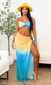 Twist Rope Detail Mesh Swim Coverup Skirt Set- Multicolor – Cutely Covered