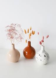 Mini Dried Bunny Tail In Orange Vase Home Floral Arrangements Decor