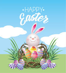 Happy easter rabbit with eggs decoration - Download Free Vectors ...