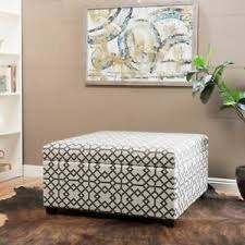 Having purchased your new sofa and love seat, you are looking for a larger square furniture piece to use as a coffee table. Estee Grey Geometric Pattern Fabric Square Storage Ottoman Coffee Table 637162963135 Ebay