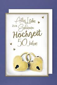 Die eleganteste methode ist sicherlich, die karten online zu gestalten und zu bestellen. Gold Hochzeit 50 Karte Grusskarte Herzschlosser Golddruck 16x11cm Avancarte