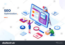 Man And Woman Making Seo Optimization At Office People And Web Icons Landing Page With Search Team Or Web Site Analytics Te Seo Optimization Optimization Seo