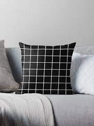 Black Grid White Lines Black Aesthetic Throw Pillow By Trajeado14 Black Throw Pillows Throw Pillows Vintage Pillows