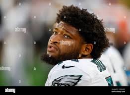 Philadelphia Eagles tackle Fred Johnson (74) reacts