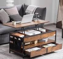 SKYSHALO Lift Top Coffee Table, 39.4 in. Rectangle Coffee Table with Extra  Storage Pockets, Pop Up Coffee Table, Brown KFZZFX394INC9EUJEV1-1017