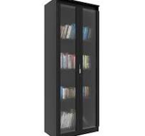 Estante Armário Alta Livreiro Multiuso Office 2 Portas VidroPreto