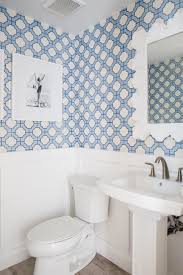 printed wallpaper and pedestal sink hgtv