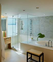 Brown wooden vanity with white sink above beside white toilet and glass shower door. 34 Walk In Shower Design Ideas That Can Put Your Bathroom Over The Top
