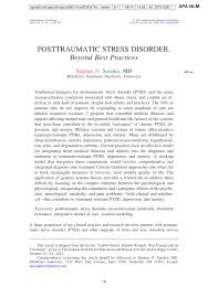 The primary treatment is psychotherapy, but can also include medication. Pdf Posttraumatic Stress Disorder Beyond Best Practices