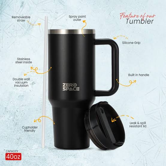 Black Tumbler Pakistan | 40oz Stainless Steel | ZeroSpace