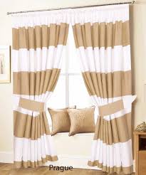 Threshold light filtering cafe curtain set 36 x 42 stripes border cream white. Sleepynights Love2sleep Pair Of Pencil Pleat Lined Thermal Striped Curtains With Tiebacks White And Beige 46 X 72 Prague Curtains Home Kitchen Cate Org
