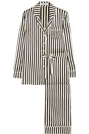 Black And White Striped Silk Pajamas Black Lila Nika Striped Silk Satin Pajama Set Olivia Von Halle Stylish Pajamas Satin Pyjama Set Fashion