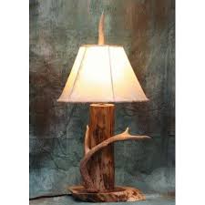 Red Cedar Log And Antler Nightstand Lamp Home Improvement Nightstand Lamp Cedar Log Lamp