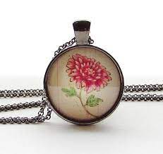 November Birth Month Flower Chrysanthemum Necklace Etsy Glass Pendant Necklace Mother Birthday Gifts Necklace Etsy
