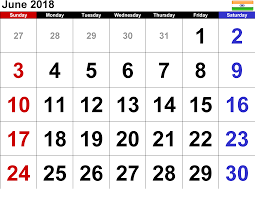 June 2018 Calendar India August Calendar Monthly Calendar Template November Calendar