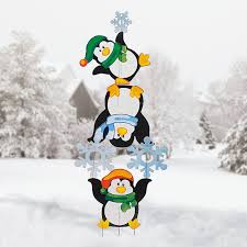 Penguin Yard Decor Set Yard Stakes Outdoor Terry S Village Holiday Decor Christmas Yard Art Outdoor Christmas Outdoor Christmas Decorations