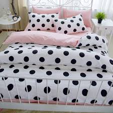 Black And White Comforter Sets Canada Fashion Black White And Blush Pink Polka Dot Print Elegant Girly Girls Eco Friendly 100 Cotton Twin Full Qu Bed Linens Luxury Bedding Sets Polka Dot Bedding